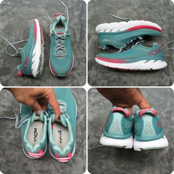 Hoka Clifton 5 Shoes Women 8.5 Aqua Turquoise Running Sneakers Lightweight Chunk - Picture 1 of 16